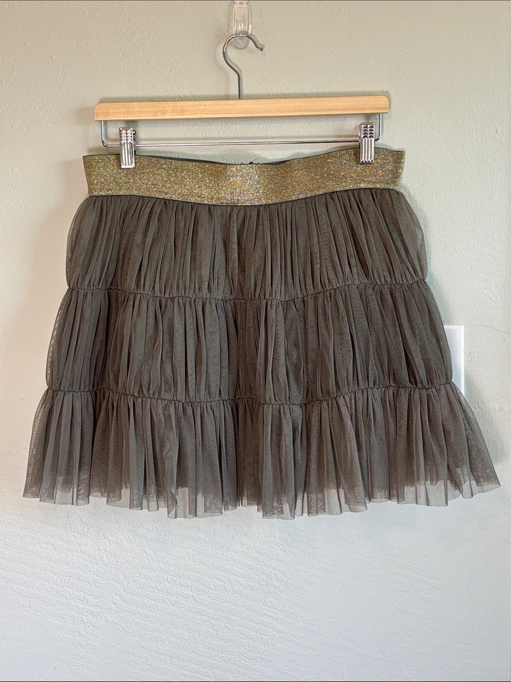 Bundle 2/$30! Tiered Green Tulle Mini Skirt Glitter Waistband Fairy Whimsygoth